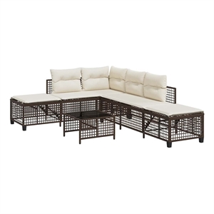 vidaXL 3-Piece PE Rattan Garden Sofa Set Adjustable Armrests in Brown