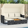 vidaXL Garden Sofa in Black & Cream With White Frame