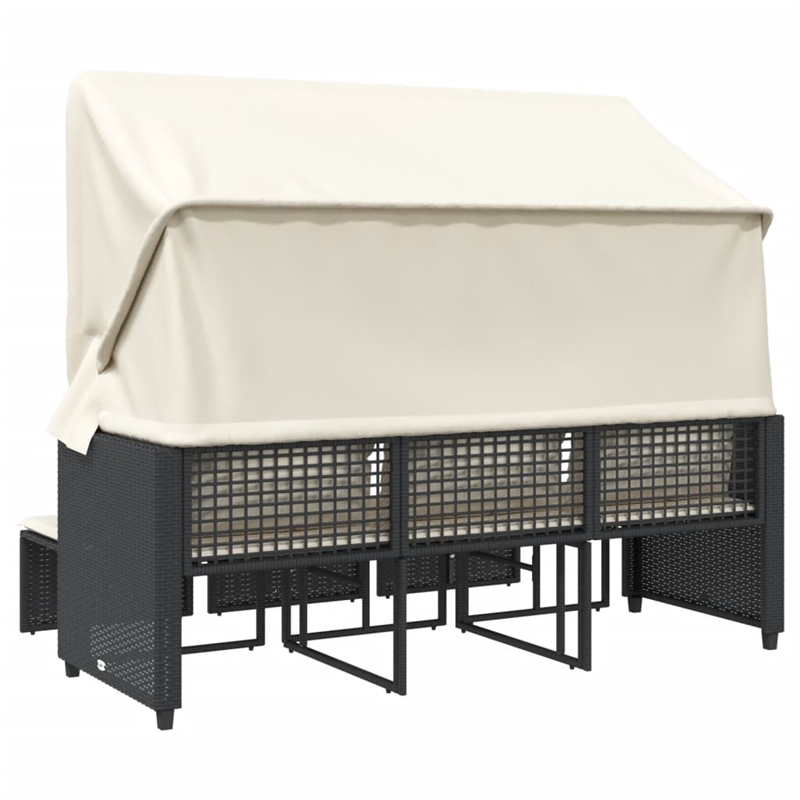 vidaXL Garden Sofa in Black & Cream With White Frame