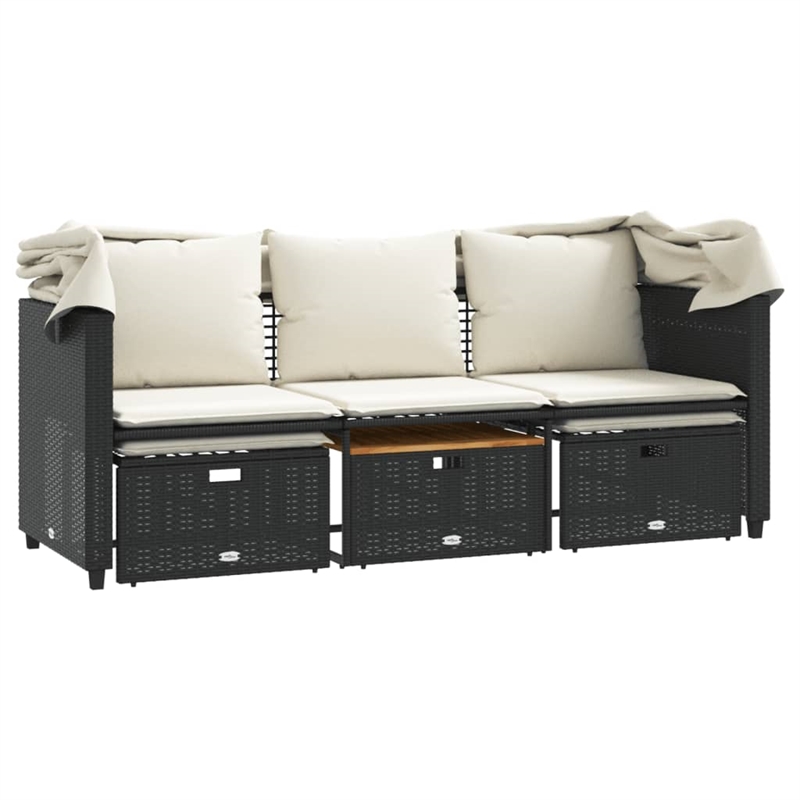 vidaXL Garden Sofa in Black & Cream With White Frame
