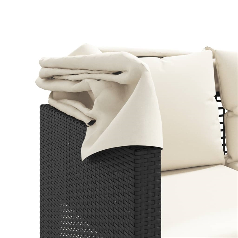 vidaXL Garden Sofa in Black & Cream With White Frame