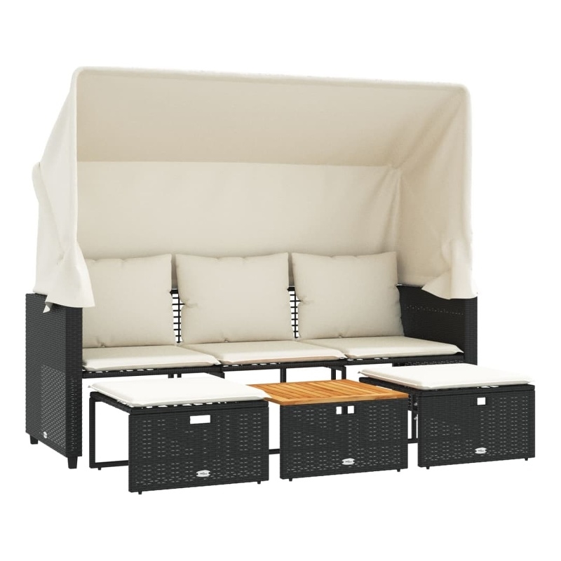 vidaXL Garden Sofa in Black & Cream With White Frame