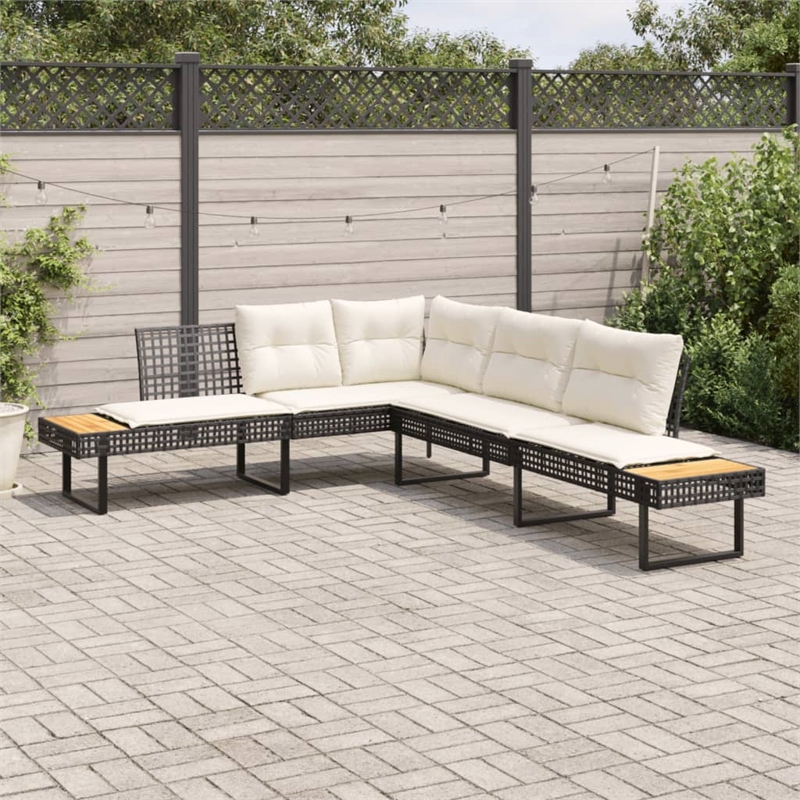 vidaXL Garden Sofa in Black & Cream/White