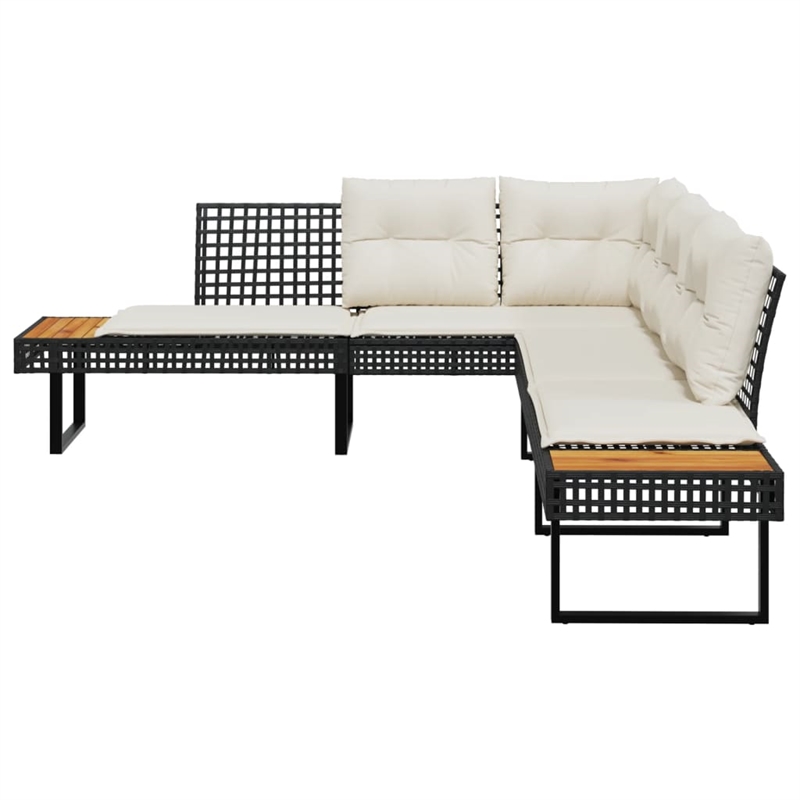 vidaXL Garden Sofa in Black & Cream/White