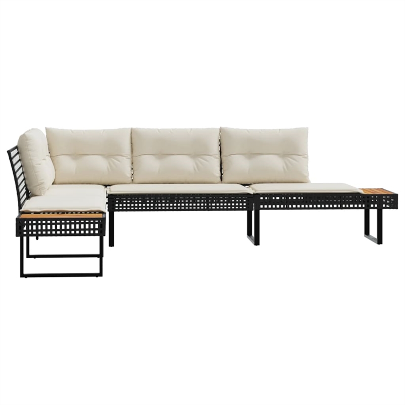 vidaXL Garden Sofa in Black & Cream/White