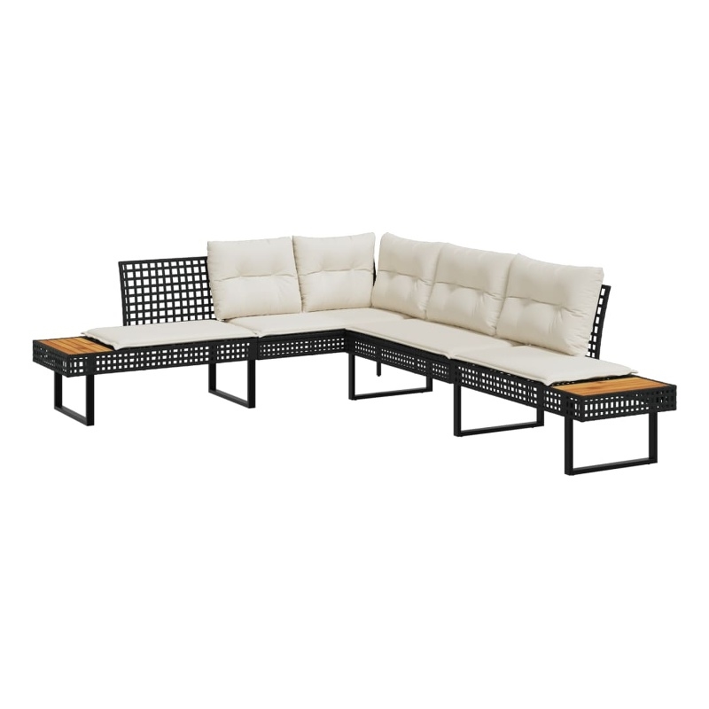 vidaXL Garden Sofa in Black & Cream/White