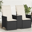 vidaXL Reclining Garden Sofa in Black & Cream/White