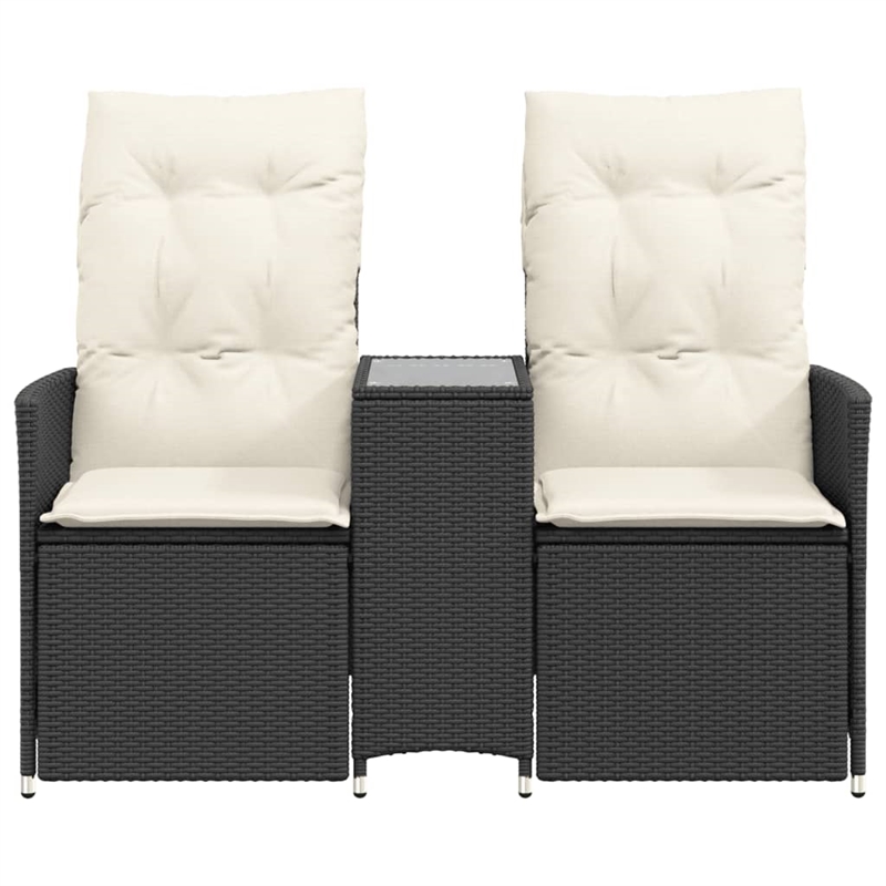 vidaXL Reclining Garden Sofa in Black & Cream/White