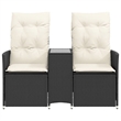 vidaXL Reclining Garden Sofa in Black & Cream/White