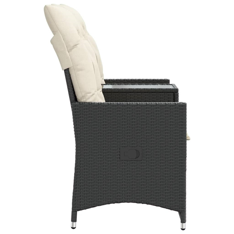 vidaXL Reclining Garden Sofa in Black & Cream/White