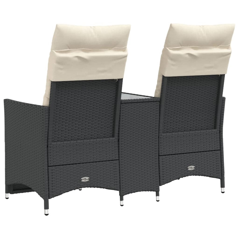vidaXL Reclining Garden Sofa in Black & Cream/White