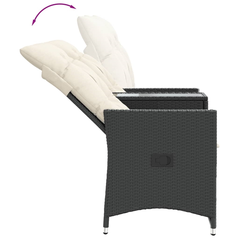 vidaXL Reclining Garden Sofa in Black & Cream/White