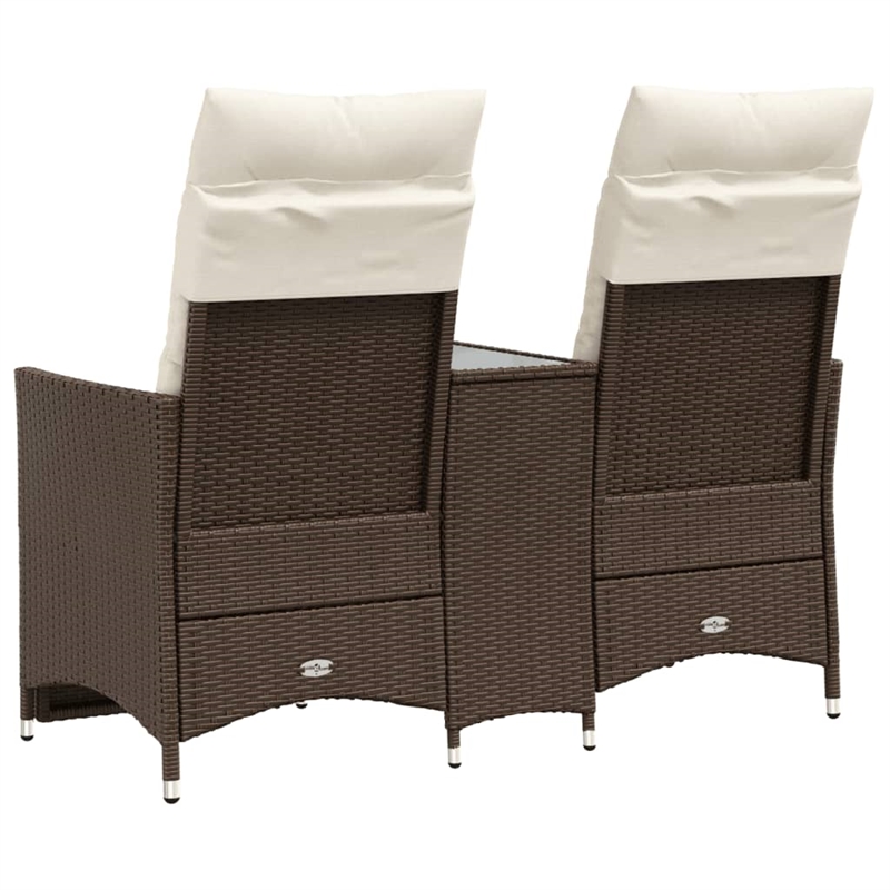 vidaXL Reclining Garden Sofa in Brown