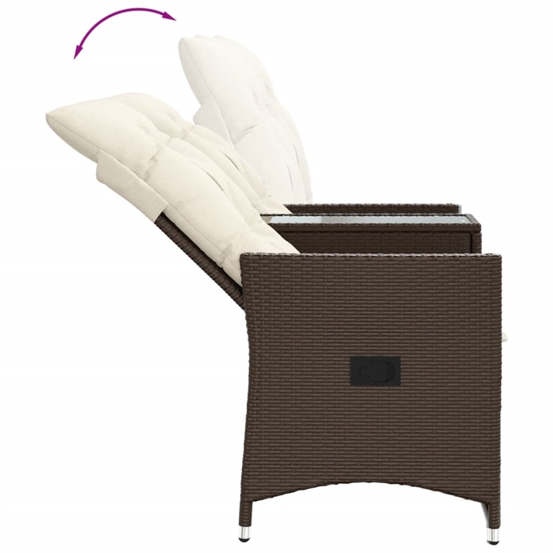 vidaXL Reclining Garden Sofa in Brown
