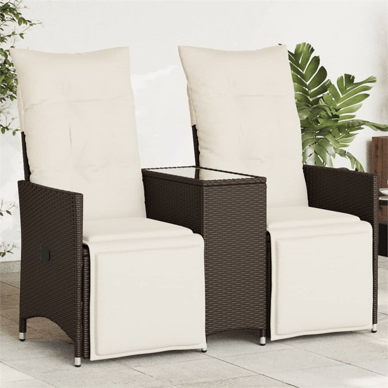 vidaXL Reclining Garden Sofa in Brown And Cream