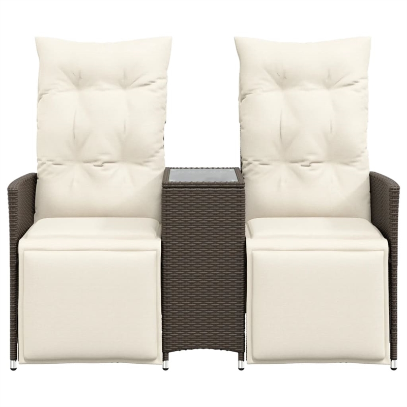 vidaXL Reclining Garden Sofa in Brown And Cream