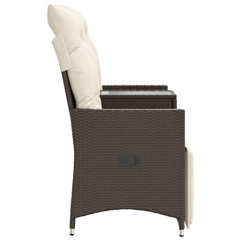 vidaXL Reclining Garden Sofa in Brown And Cream