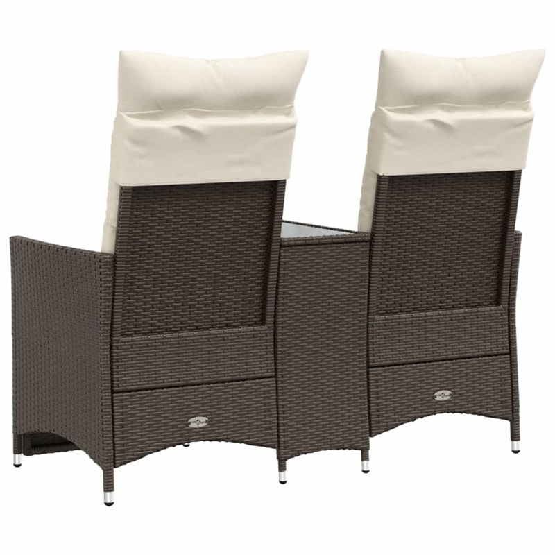 vidaXL Reclining Garden Sofa in Brown And Cream