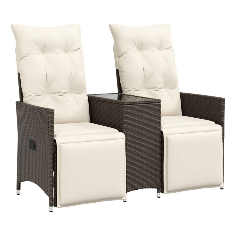 vidaXL Reclining Garden Sofa in Brown And Cream