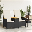 vidaXL 2-Seater PE Rattan Reclining Garden Sofa in Black