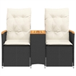 vidaXL 2-Seater PE Rattan Reclining Garden Sofa in Black