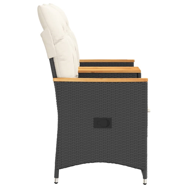 vidaXL 2-Seater PE Rattan Reclining Garden Sofa in Black
