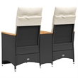 vidaXL 2-Seater PE Rattan Reclining Garden Sofa in Black