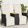 vidaXL Reclining Garden Sofa in Black & Cream/White