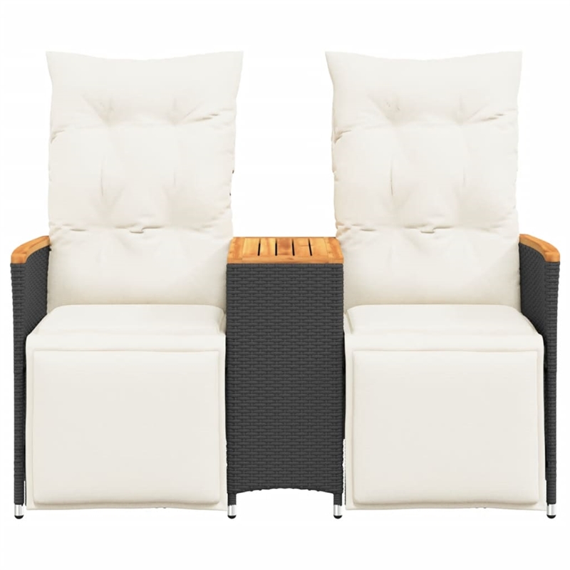 vidaXL Reclining Garden Sofa in Black & Cream/White