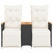 vidaXL Reclining Garden Sofa in Black & Cream/White
