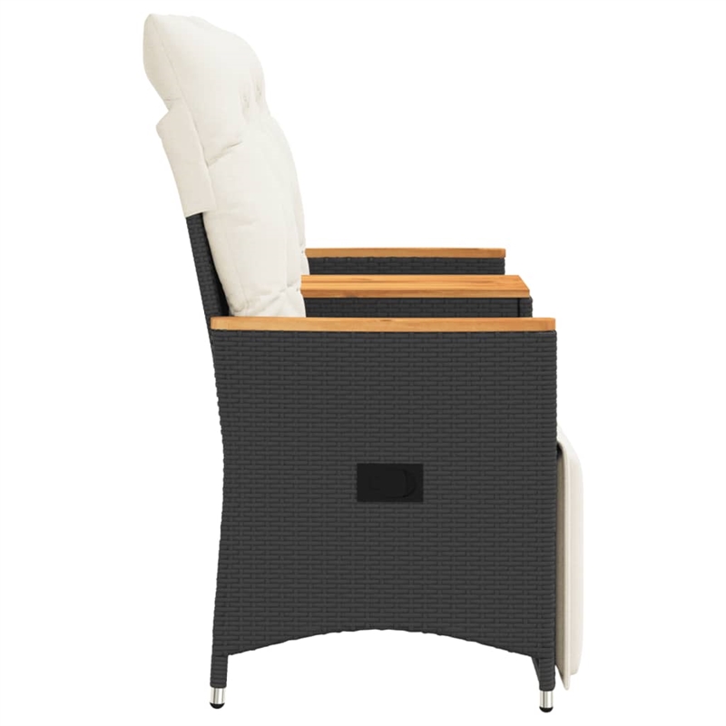 vidaXL Reclining Garden Sofa in Black & Cream/White