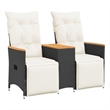 vidaXL Reclining Garden Sofa in Black & Cream/White