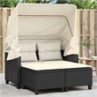 vidaXL 2-Seater PE Rattan Garden Sofa With Adjustable Armrests in Black