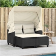 vidaXL 2-Seater PE Rattan Garden Sofa With Adjustable Armrests in Black