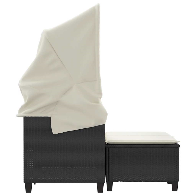 vidaXL 2-Seater PE Rattan Garden Sofa With Adjustable Armrests in Black