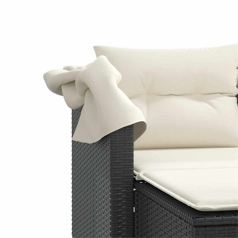 vidaXL 2-Seater PE Rattan Garden Sofa With Adjustable Armrests in Black