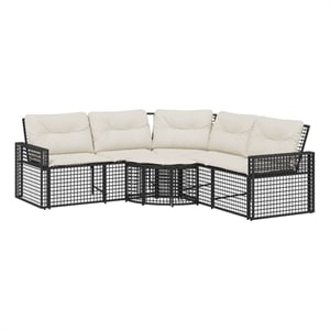 vidaXL Large PE Rattan Patio Sofa With Removable Covers in Black And Cream