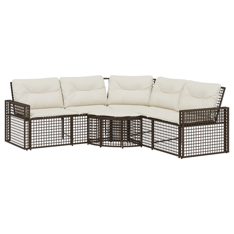 vidaXL Patio Sofa in Brown And Cream With White