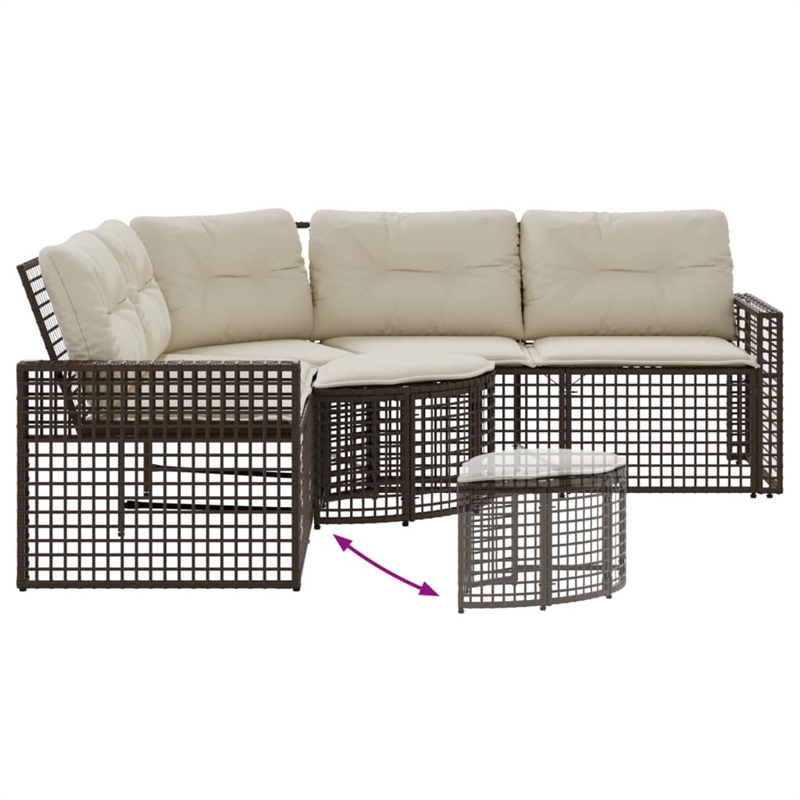 vidaXL Patio Sofa in Brown And Cream With White