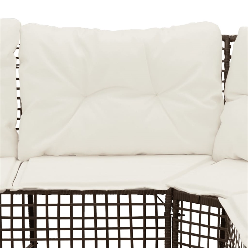 vidaXL Patio Sofa in Brown And Cream With White