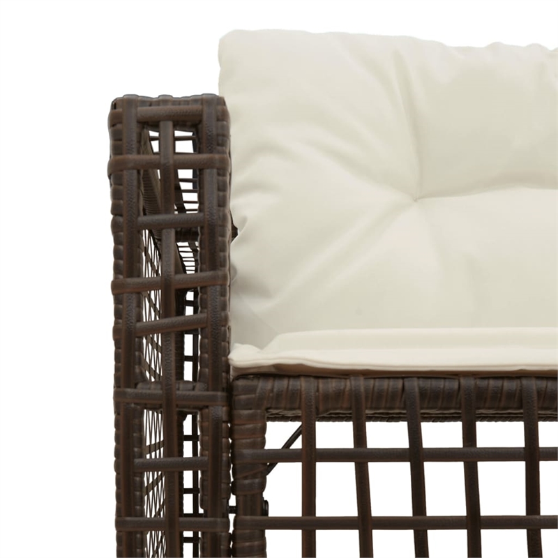 vidaXL Patio Sofa in Brown And Cream With White
