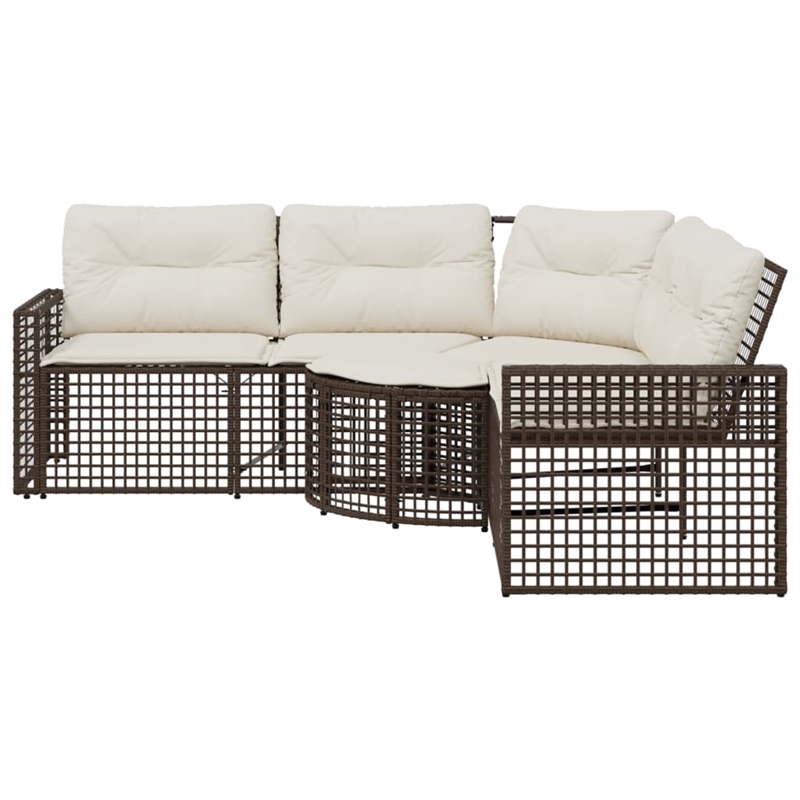 vidaXL Patio Sofa in Brown And Cream With White