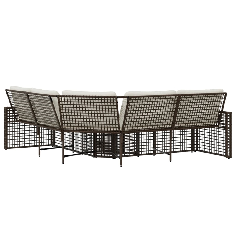 vidaXL Patio Sofa in Brown And Cream With White