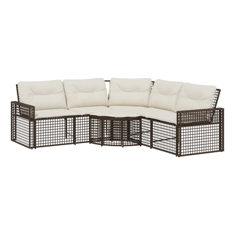 vidaXL Patio Sofa in Brown And Cream With White
