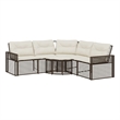 vidaXL Patio Sofa in Brown And Cream With White
