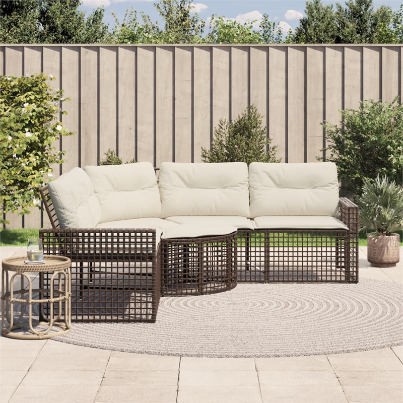 vidaXL Patio Sofa in Brown And Cream With White