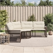 vidaXL Patio Sofa in Brown And Cream With White