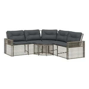 vidaXL L-Shaped PE Rattan And Powder-Coated Steel Garden Sofa Large in Grey