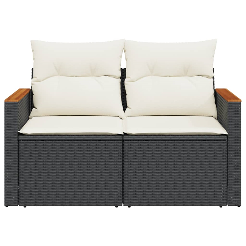vidaXL Garden Sofa in Black And Cream