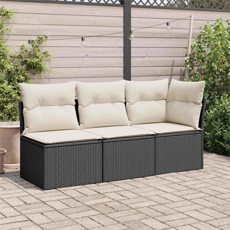 vidaXL Garden Sofa in Black And Cream